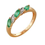Женское золотое кольцо с изумрудами и бриллиантами, 1711252