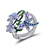 Женское серебряное кольцо с куб.циркониями и эмалью, 1718676