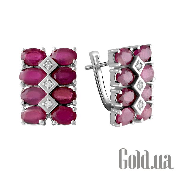 

Серьги Fresh Jewelry, Серебряные серьги с рубинами и куб. циркониями