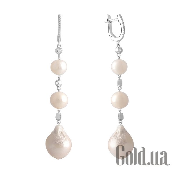 

Серьги с подвесками Fresh Jewelry, Серебряные серьги с культив. жемчугом и куб. циркониями