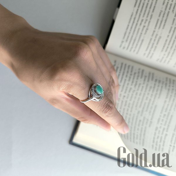 Каблучка Fresh Jewelry Жіноча срібна каблучка з куб. цирконіями та смарагдом, 17.5
