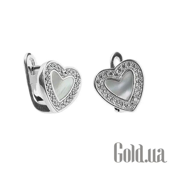 

Серьги Silvex925, Серебряные серьги с куб. циркониями и перламутром