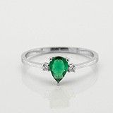 Женское золотое кольцо с бриллиантами и синт. изумрудом, 1795732