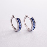 Серебряные серьги с куб. циркониями и синт. сапфирами, 1796500