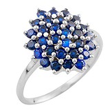 Женское серебряное кольцо с синт. сапфирами, 1374357