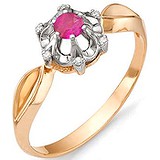 Женское золотое кольцо с бриллиантами и рубином, 1554581