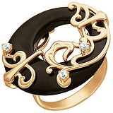 Женское золотое кольцо с куб. циркониями и агатом, 1618581