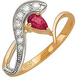 Женское золотое кольцо с рубином и бриллиантами, 1619093