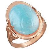 Женское серебряное кольцо с аквамарином в позолоте, 1622421