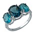 Женское серебряное кольцо с топазами и куб. циркониями - фото 1