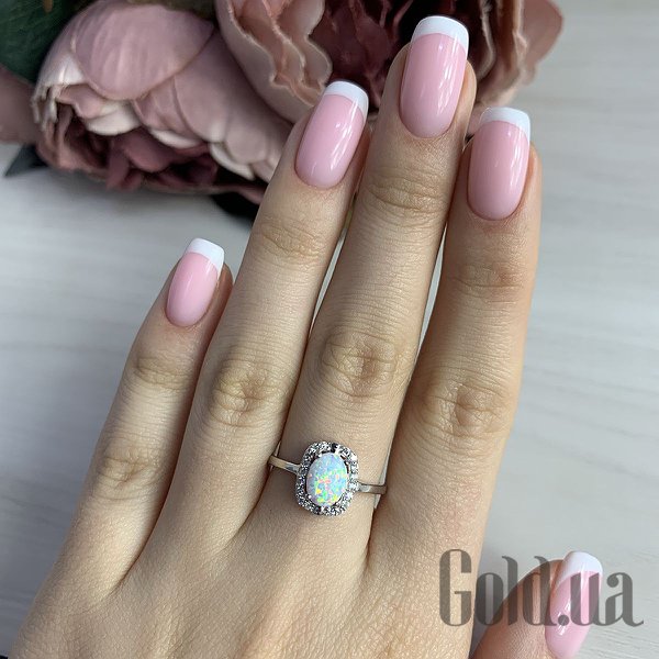 Каблучка Fresh Jewelry Жіноча срібна каблучка з опалом і куб. цирконіями, 17