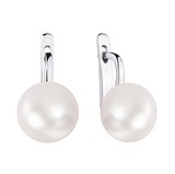 Срібні сережки з керамікою. (культив.) перлами, 1765013
