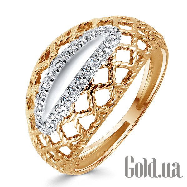 

Кольцо Украина, Женское золотое кольцо с куб. циркониями, 17.5