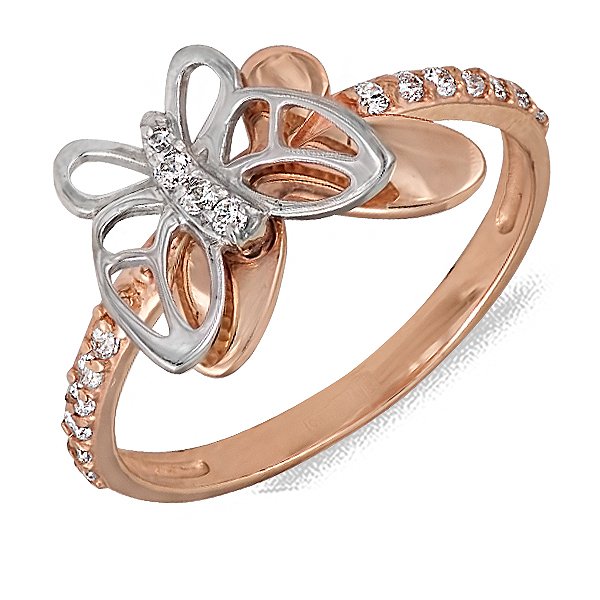 Жіноча золота каблучка з куб. цирконіями