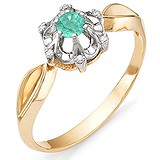 Женское золотое кольцо с бриллиантами и изумрудом, 1554582