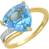 Женское золотое кольцо с куб. циркониями и топазом, 1637782