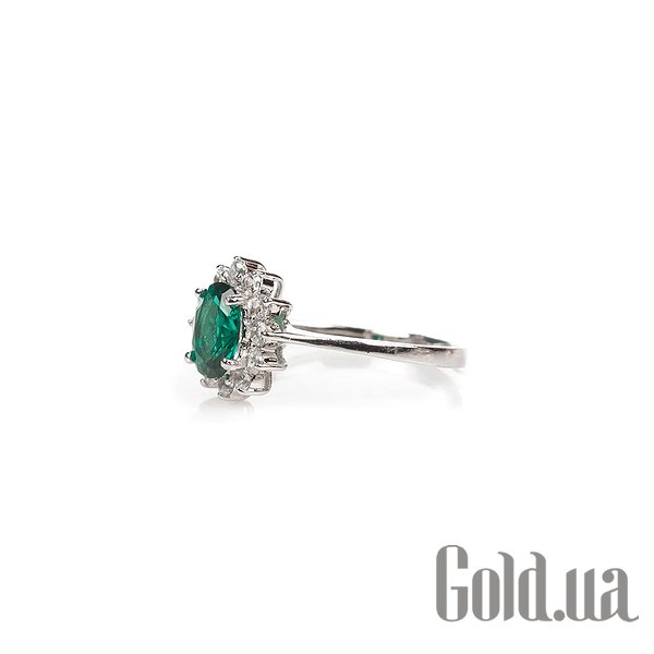 

Женские кольца Shatlen, Женское серебряное кольцо с куб. циркониями и синт. изумрудом, 17