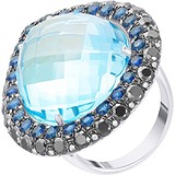 Женское золотое кольцо с топазом, бриллиантами и сапфирами, 1667990