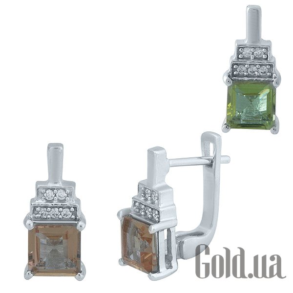 

Серьги Fresh Jewelry, Серебряные серьги с султанитами и куб. циркониями