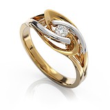 Женское золотое кольцо с бриллиантом, 1680278
