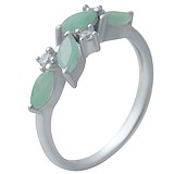 Женское серебряное кольцо с изумрудами и куб. циркониями, 1721494