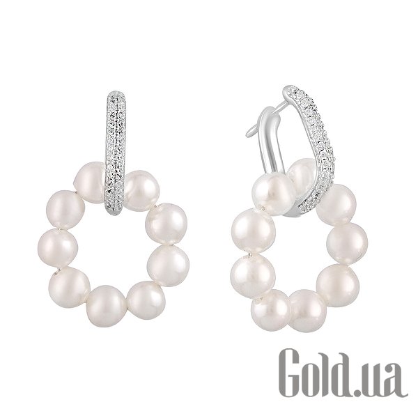 

Серьги с подвесками Fresh Jewelry, Серебряные серьги с куб. циркониями и культив. жемчугом