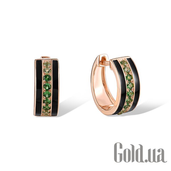 

Серьги-кольца Lurie Jewelry, Золотые серьги с гранатами и эмалью