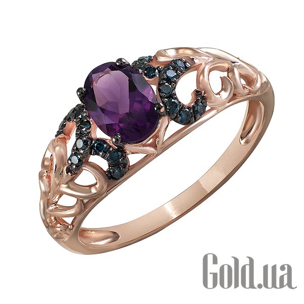 

Кольцо Lurie Jewelry, Женское золотое кольцо с бриллиантами и аметистом, 17