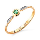 Женское золотое кольцо с бриллиантами и изумрудом, 1513623