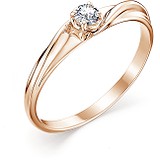 Золотое кольцо с бриллиантом, 1606039