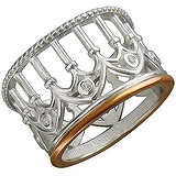 Женское серебряное кольцо с куб. циркониями в позолоте, 1639575