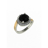 Женское серебряное кольцо с куб. циркониями и вставками из золота, 1646231