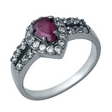 Женское серебряное кольцо с рубином и куб. циркониями, 1671831