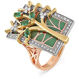 Kabarovsky Женское золотое кольцо с изумрудами, бриллиантами и эмалью, 1698711