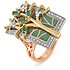 Kabarovsky Женское золотое кольцо с изумрудами, бриллиантами и эмалью - фото 1