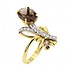 Женское золотое кольцо с дымчатыми кварцами и куб. циркониями - фото 1
