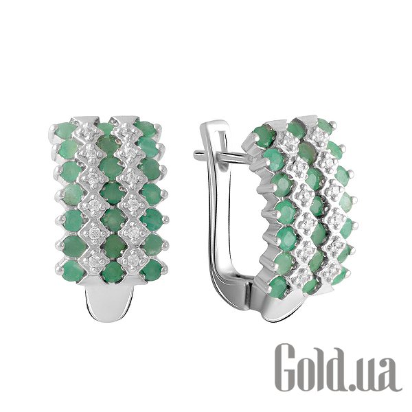 

Серьги Fresh Jewelry, Серебряные серьги с куб. циркониями и изумрудами