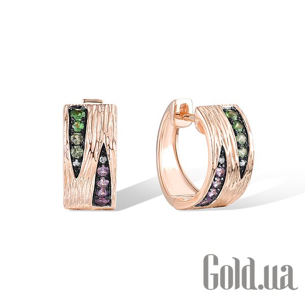 

Серьги-кольца Lurie Jewelry, Золотые серьги с аметистами, гранатами и бриллиантами