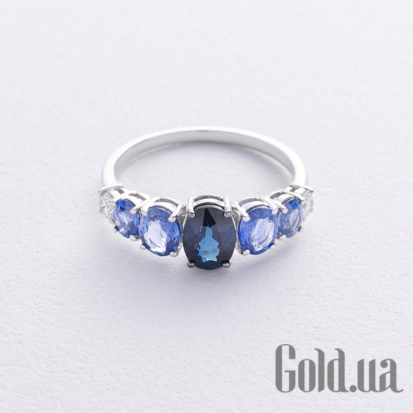 

Кольцо Украина, Женское золотое кольцо с бриллиантами и сапфирами, 17.5