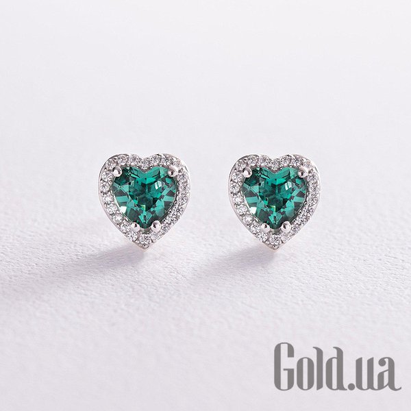 

Серьги-гвоздики Украина, Серебряные серьги с куб. циркониями и кварцами