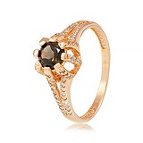 Женское золотое кольцо с раухтопазом и куб. циркониями, 311703
