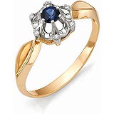 Женское золотое кольцо с бриллиантами и сапфиром, 1554584