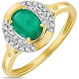 Женское золотое кольцо с бриллиантами и изумрудом, 1603736