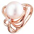 Женское серебряное кольцо с культив. жемчугом и куб. цирконием в позолоте - фото 1