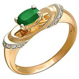 Женское золотое кольцо с изумрудом и бриллиантами, 1619096