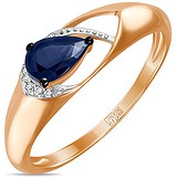 Женское золотое кольцо с бриллиантами и сапфиром, 1624728
