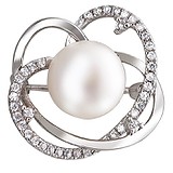 Срібна брошка з культів. перлами і куб. цирконіями, 1635736