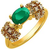 Женское золотое кольцо с бриллиантами и изумрудом, 1639320