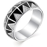 Женское серебряное кольцо с куб. циркониями и эмалью, 1645976