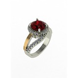 Женское серебряное кольцо с куб. циркониями и вставками из золота, 1646744
